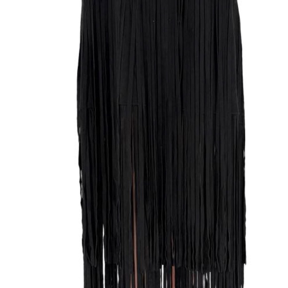 NWT Pinto Ranch Adore Western Faux Suede Long Fringe Skirt Size XL Black - Picture 6 of 13